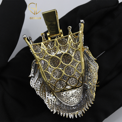 Bling Bling Animal Face Crown Lion Diamond Pendant