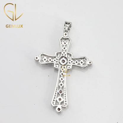 White & Pink Moissanite Diamond Cross Pendant