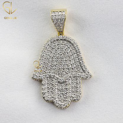 Iced Out Moissanite Diamond Hip Hop Palm Shape Charm Pendant