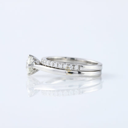 Round Cut Moissanite Diamond Solitaire Ring With Matching Eternity Wedding Ring Set 