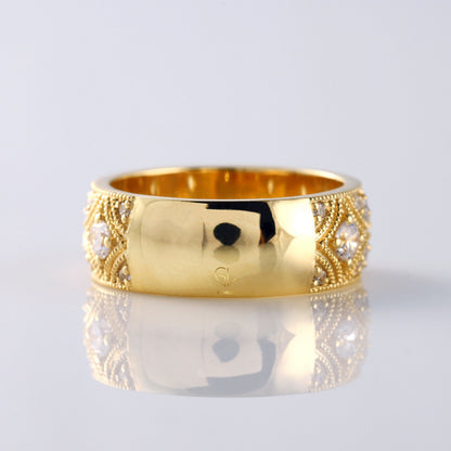 Vintage Inspired Moissanite Diamond Wedding Band 