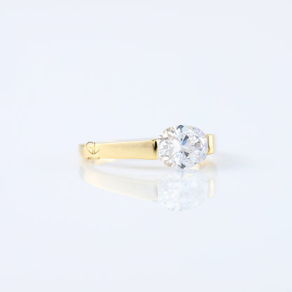 East to West IGI Certified Oval Cut Lab Grown Diamond Solitaire Engagement Ring
