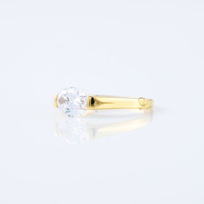 East to West IGI Certified Oval Cut Lab Grown Diamond Solitaire Engagement Ring