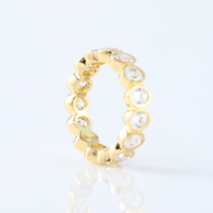 Oval Cut Lab Grown Diamond Bezel Set Eternity Wedding Band