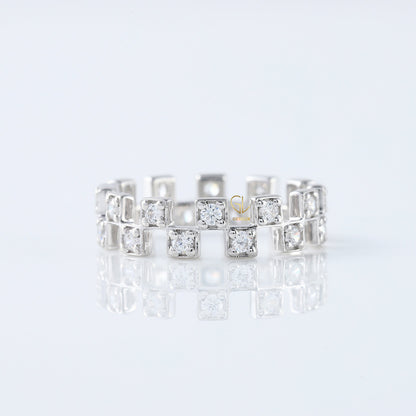 Art Deco Round Cut Lab Grown Diamond Eternity Wedding Band For Her