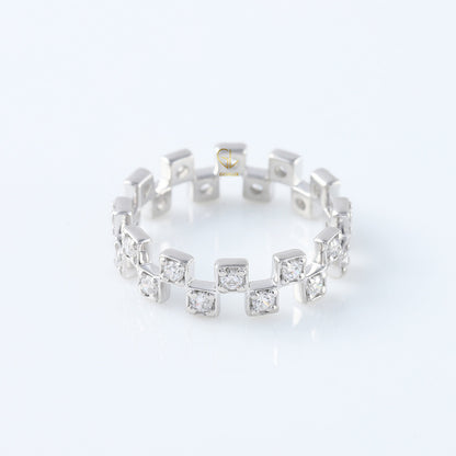 Art Deco Round Cut Lab Grown Diamond Eternity Wedding Band For Her