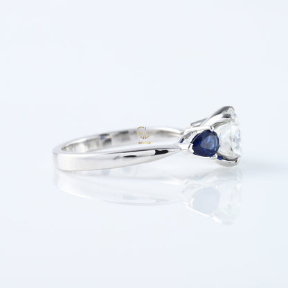 Round Cut Lab Grown Diamond Three Stone Engagement Ring