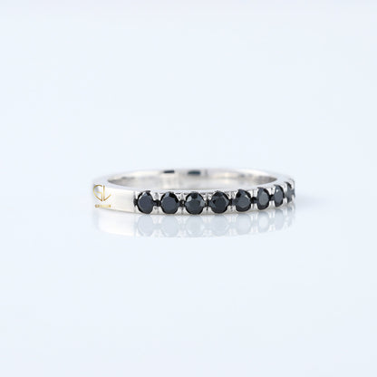 Round Cut Black Moissanite Diamond Eternity Wedding Band