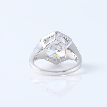 IGI Certified Art Deco Round Cut Lab Grown Diamond Bezel Set Milgrain Engagement Ring