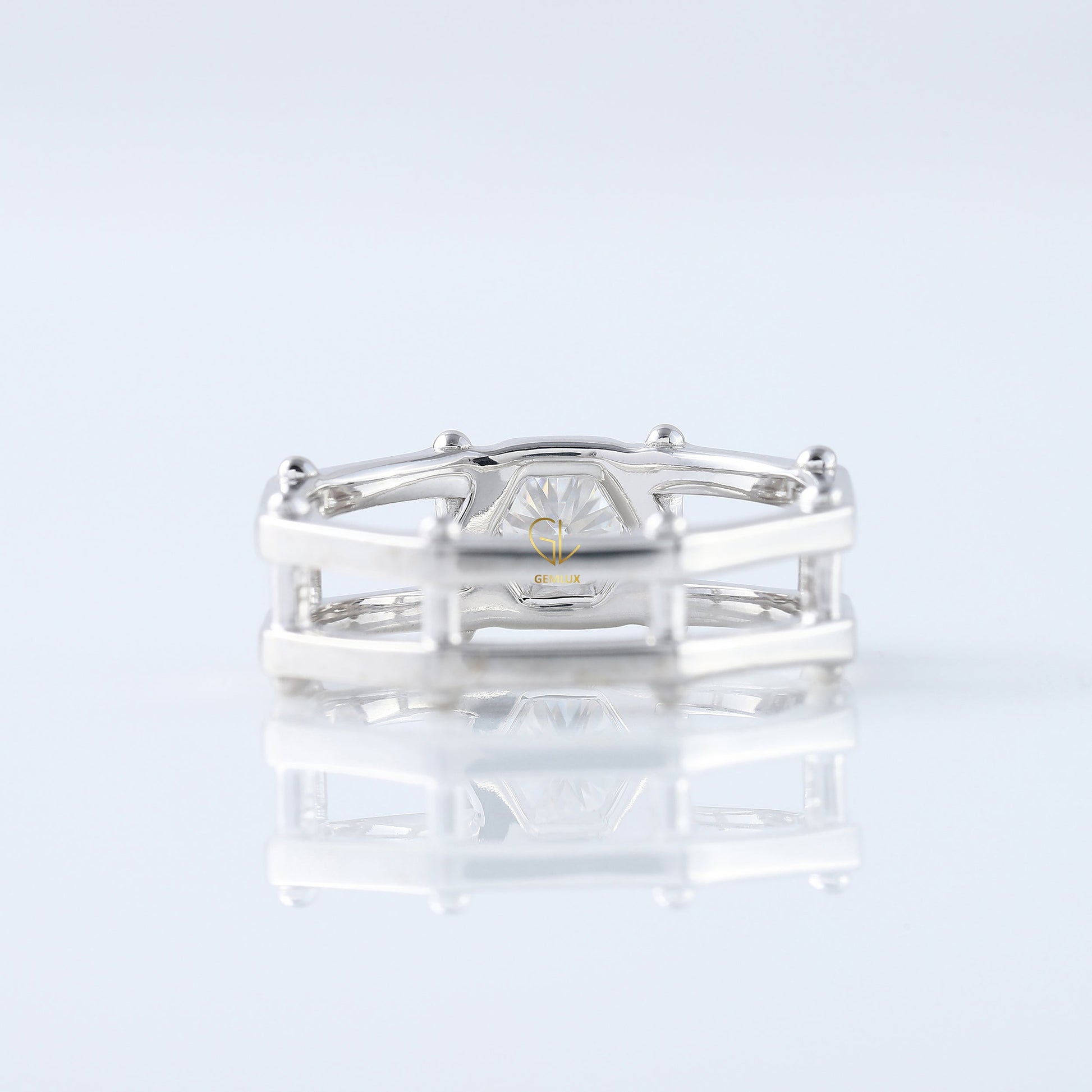 Round Cut Moissanite Diamond Hexagonal Rivet Solitaire Men's Engagement Ring