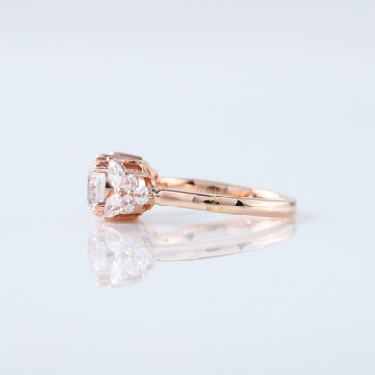 Round Cut Moissanite Cluster Diamond Engagement Ring