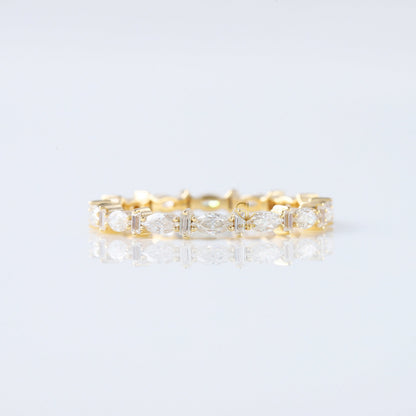 Baguette & Marquise Cut Moissanite Diamond Minimalist Eterinity Wedding Band