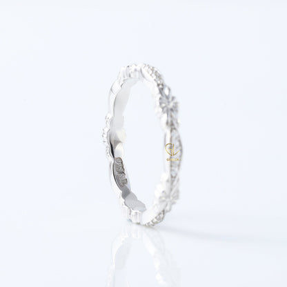 Vintage Style Art Deco Moissanite Diamond Wedding Band