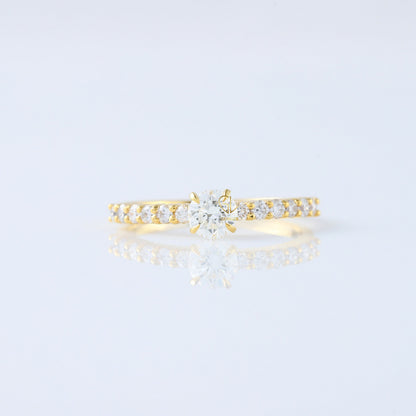 Delicate Round Cut Moissanite Solitaire With Accent Engagement Ring