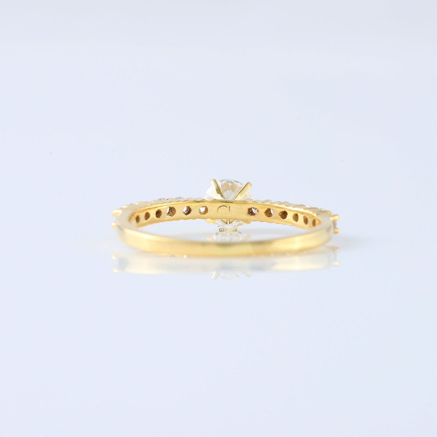 Delicate Round Cut Moissanite Solitaire With Accent Engagement Ring