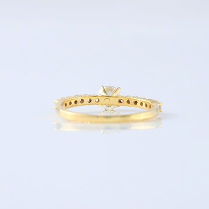 Delicate Round Cut Moissanite Solitaire With Accent Engagement Ring
