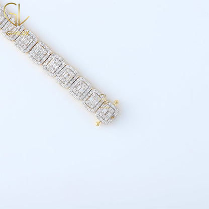 Iced Out Baguette & Round Cut Moissanite Diamond Tennis Chain
