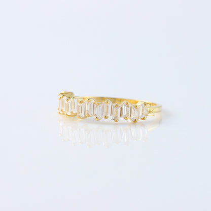 Zigzag Baguette Cut Moissanite Diamond Half Eternity Wedding Ring