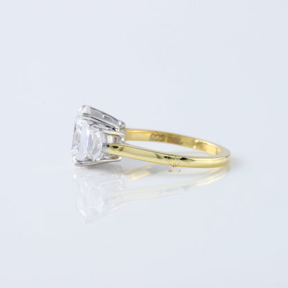 Three Stone Cushion Cut Moissanite Diamond Wedding Ring