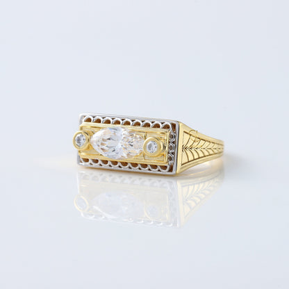 Vintage Art Deco Marquise Cut Moissanite Diamond Engagement Ring