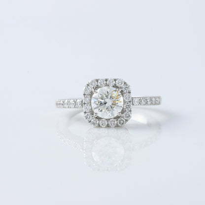 Round Cut Moissanite Diamond Halo Engagement Ring