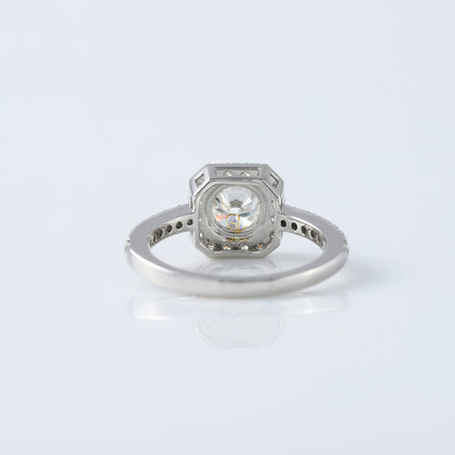 Round Cut Moissanite Diamond Halo Engagement Ring