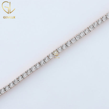 Bling Bling Round Cut Moissanite Diamond Tennis Chain