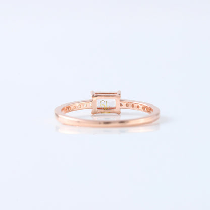 East to West Emerald Cut Moissanite Diamond Ring
