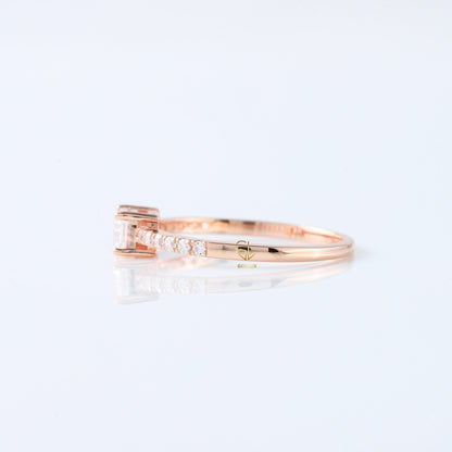 East to West Emerald Cut Moissanite Diamond Ring