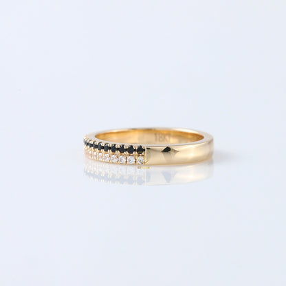 Black & White Round Moissanite Diamond Eternity Wedding Band