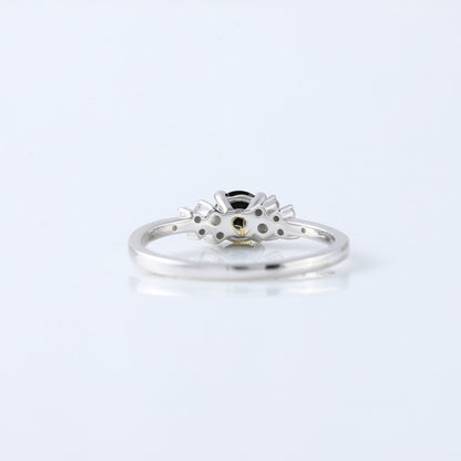 Round Cut Black Moissanite Diamond Engagement Ring