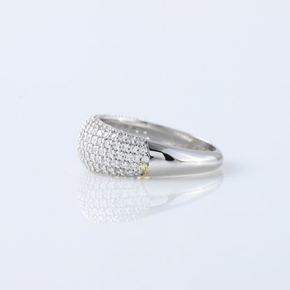 Round Cut Moissanite Pave Set Dome Engagement Ring