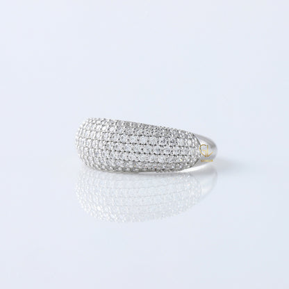 Round Cut Moissanite Pave Set Dome Engagement Ring