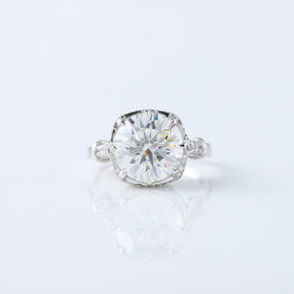 Art Deco Round Moissanite Filigree Engagement Ring