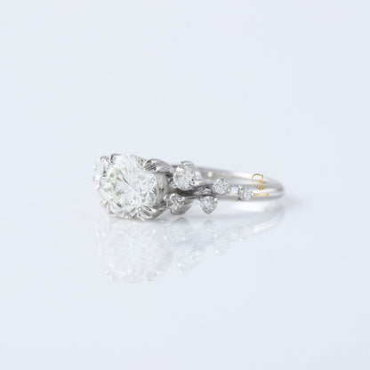 Round Cut Moissanite Scattered Diamond Engagement Ring