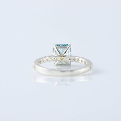 Blue Radiant Cut Lab Grown Classic Solitaire Diamond Engagement Ring