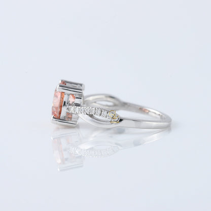 Vivid Pink Color Round Cut Lab Grown Diamond Twisted Engagement Ring