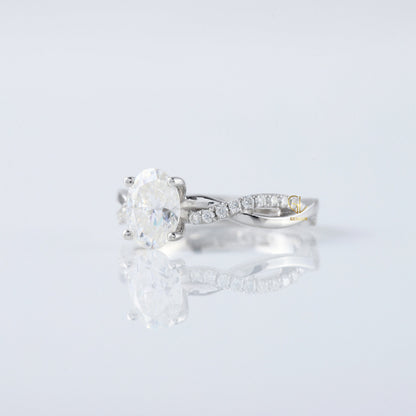 Twisted Oval Cut Moissanite Diamond Engagement Ring