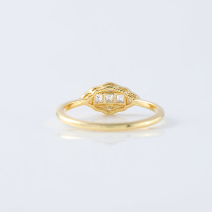 Art Deco Three Stone Princess Cut Moissanite Diamond Engagement Ring
