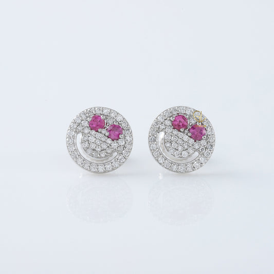 Smiley Face Emoji Moissanite Diamond Stud Earrings
