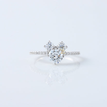 Minimalist Mouse Three Stone Mouse Ears Fairy Tale Engagement Ring