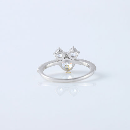 Minimalist Mouse Three Stone Mouse Ears Fairy Tale Engagement Ring