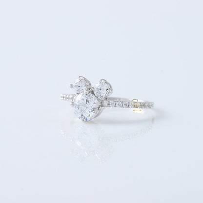 Minimalist Mouse Three Stone Mouse Ears Fairy Tale Engagement Ring