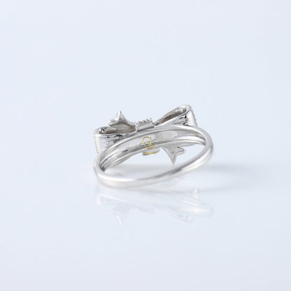 Vintage Bow Tie Moissanite Diamond Engagement Ring