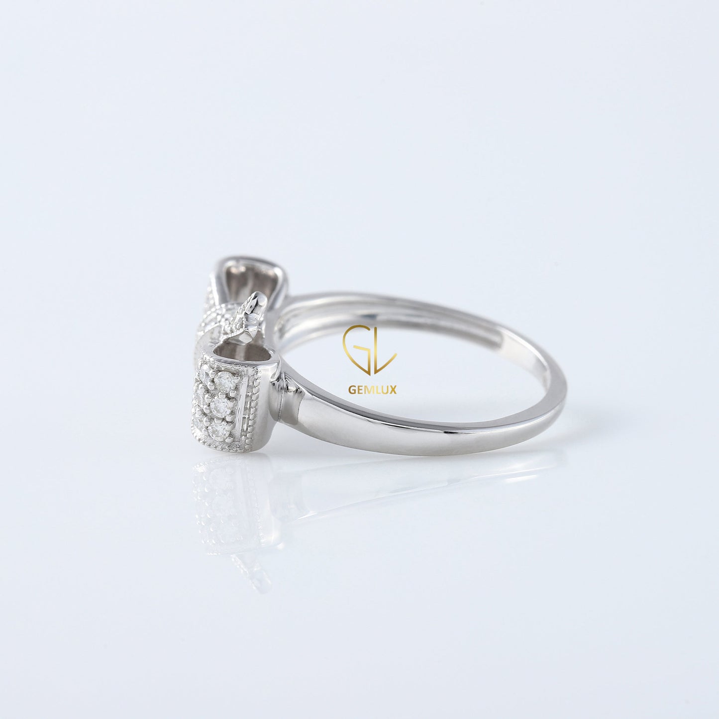 Vintage Bow Tie Moissanite Diamond Engagement Ring