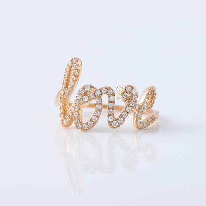 Valentine's Day Gift Cursive Love Letter Moissanite Ring