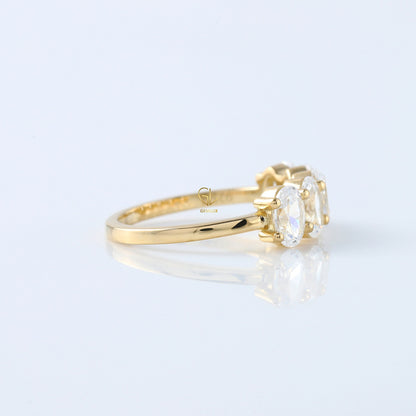 Oval Cut Moissanite Diamond Half Eternity Wedding Band