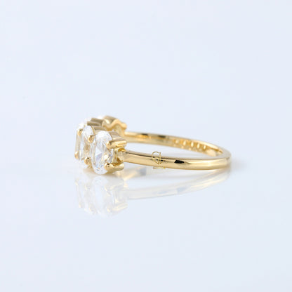 Oval Cut Moissanite Diamond Half Eternity Wedding Band