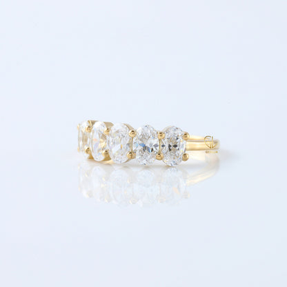 Oval Cut Moissanite Diamond Half Eternity Wedding Band