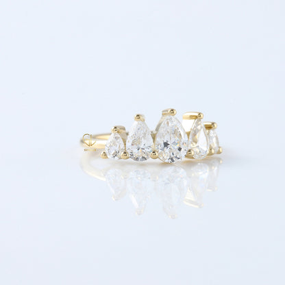 Pear Cut Moissanite Diamond Engagement Ring